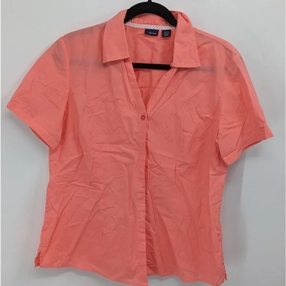 Basic Editions Tops Basic Edition Womens Button Up Top Orange